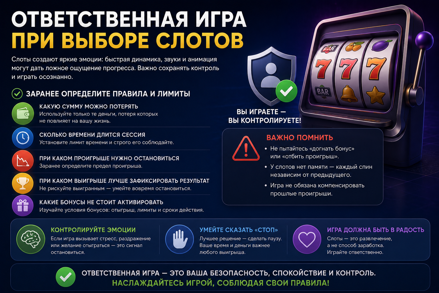 Ответственная игра при выборе слотов